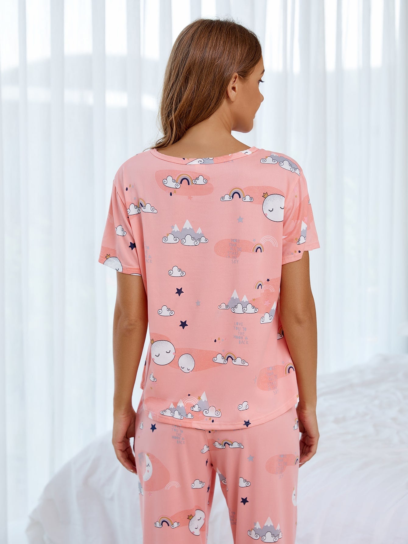 Cartoon Graphic PJ Set & Eye Cover