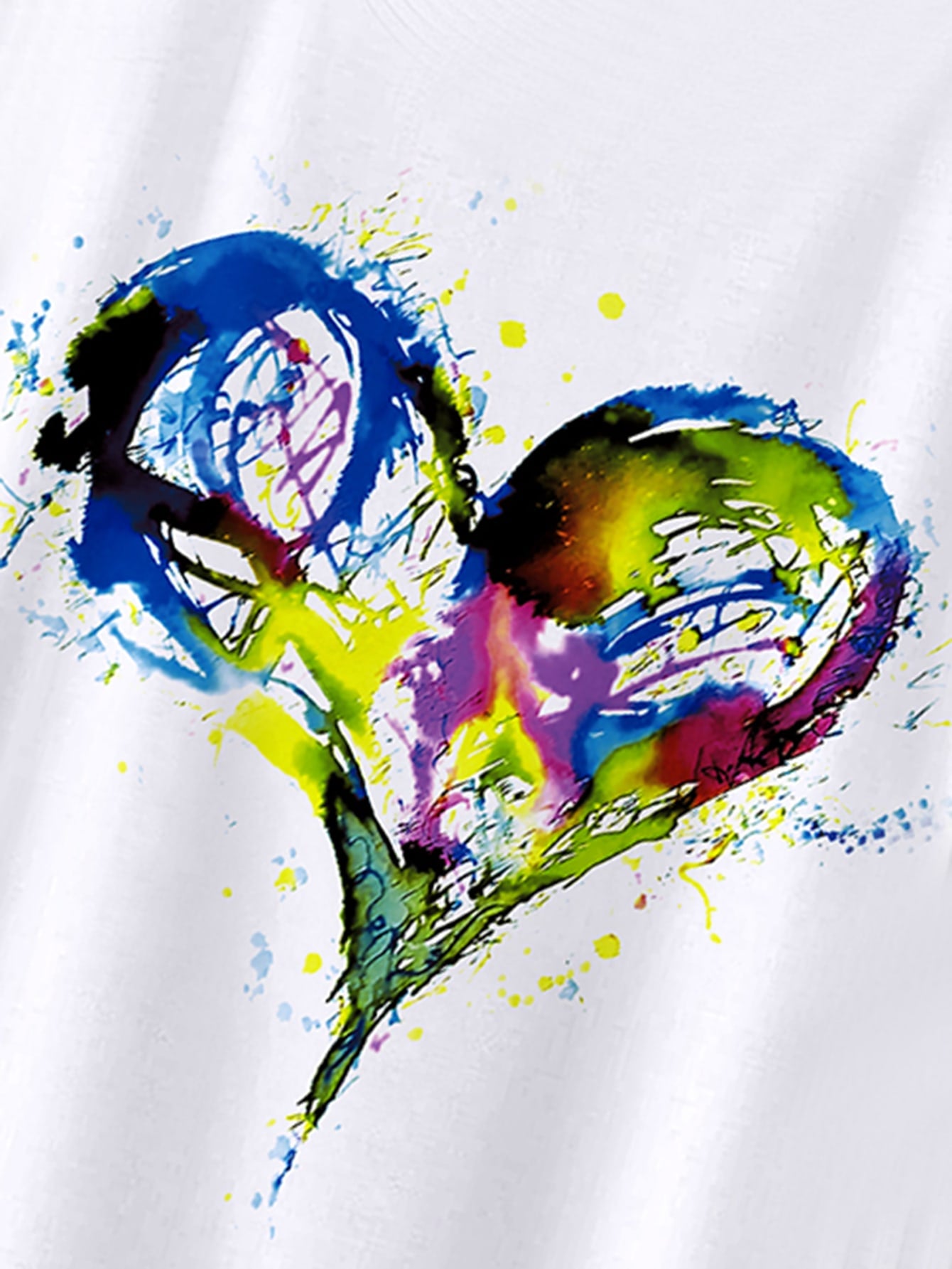Heart Print Batwing Sleeve Tee