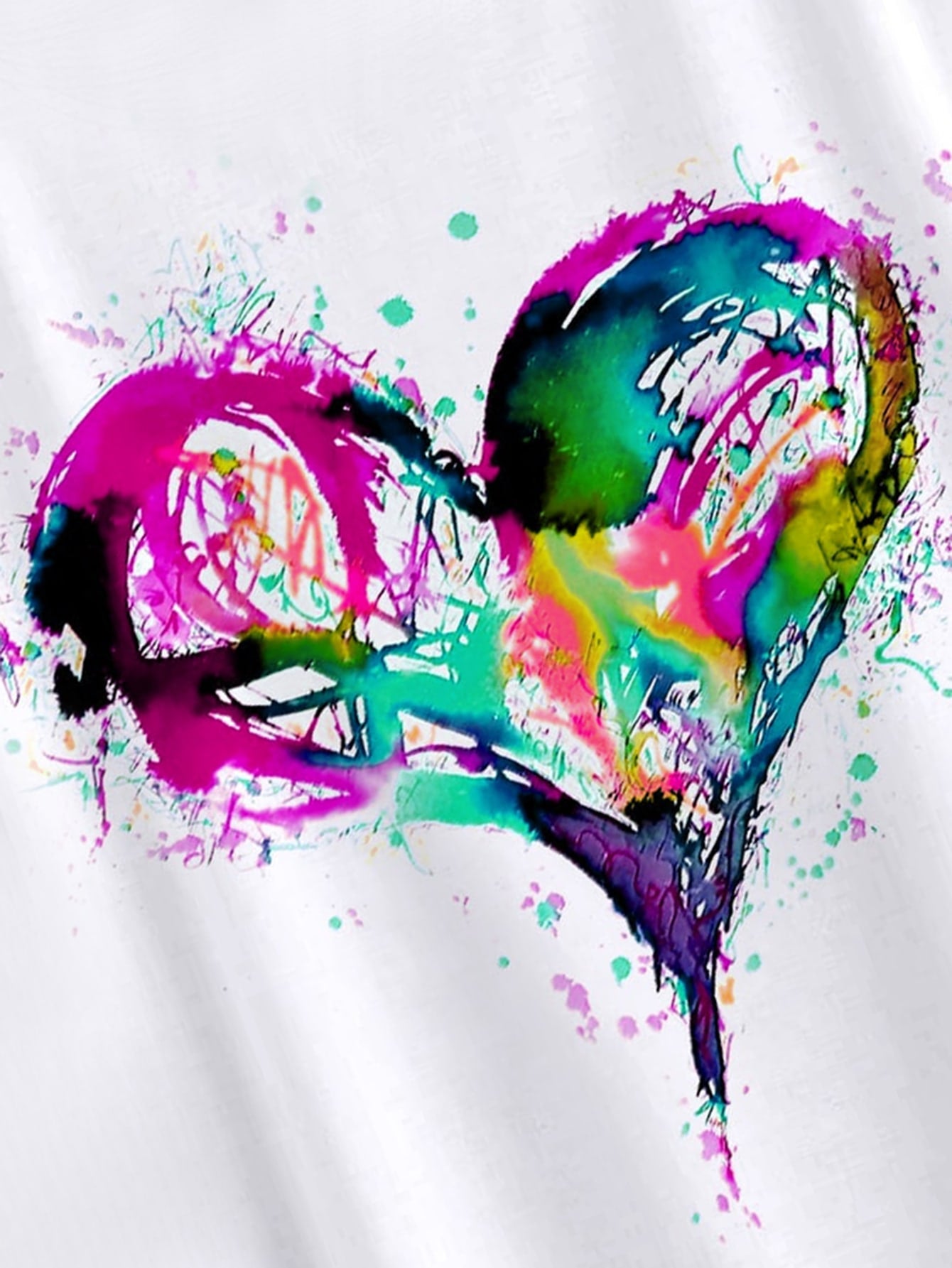 Heart Print Batwing Sleeve Tee