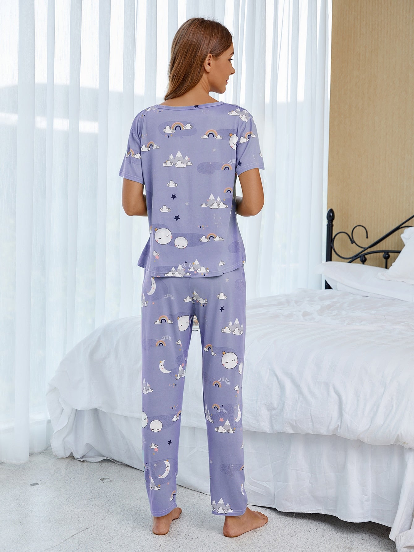 Cartoon Graphic PJ Set & Eye Cover