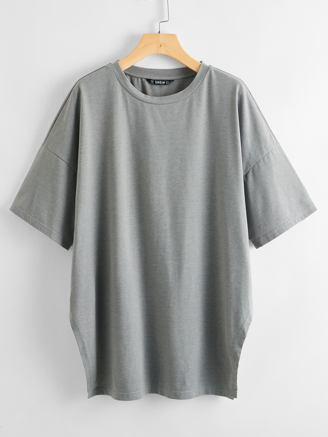 Drop Shoulder Solid Longline Tee