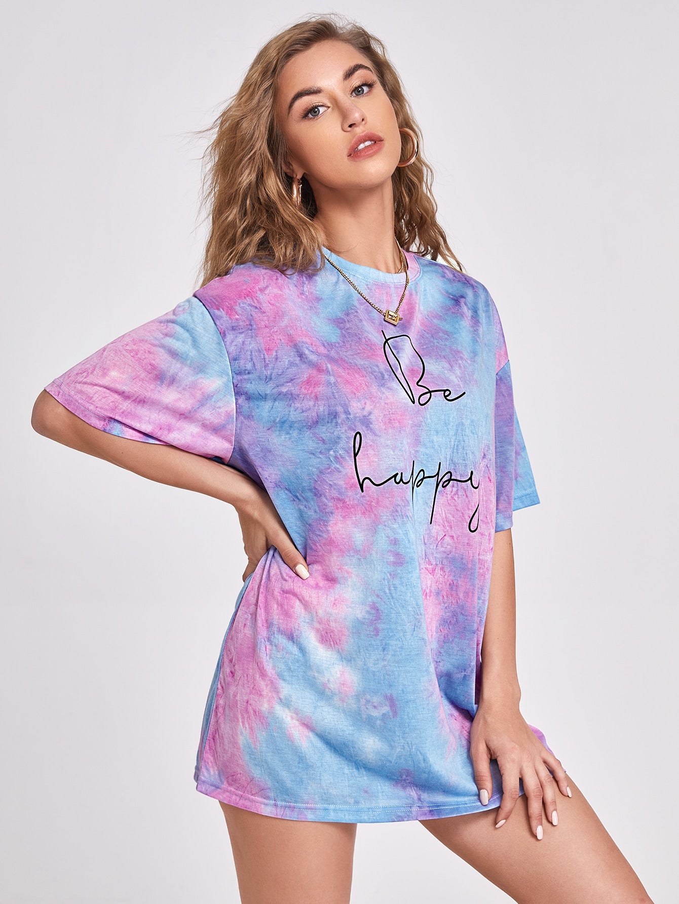 Slogan Graphic Tie Dye Tee