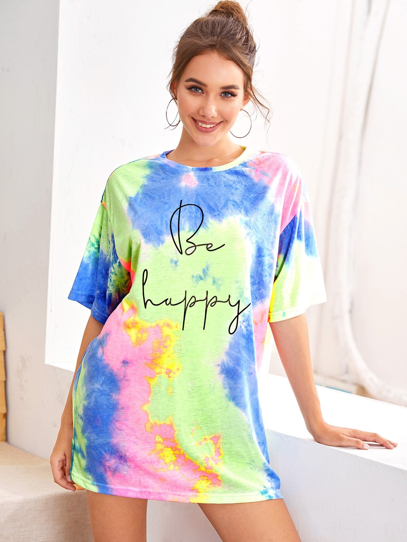 Slogan Graphic Tie Dye Tee