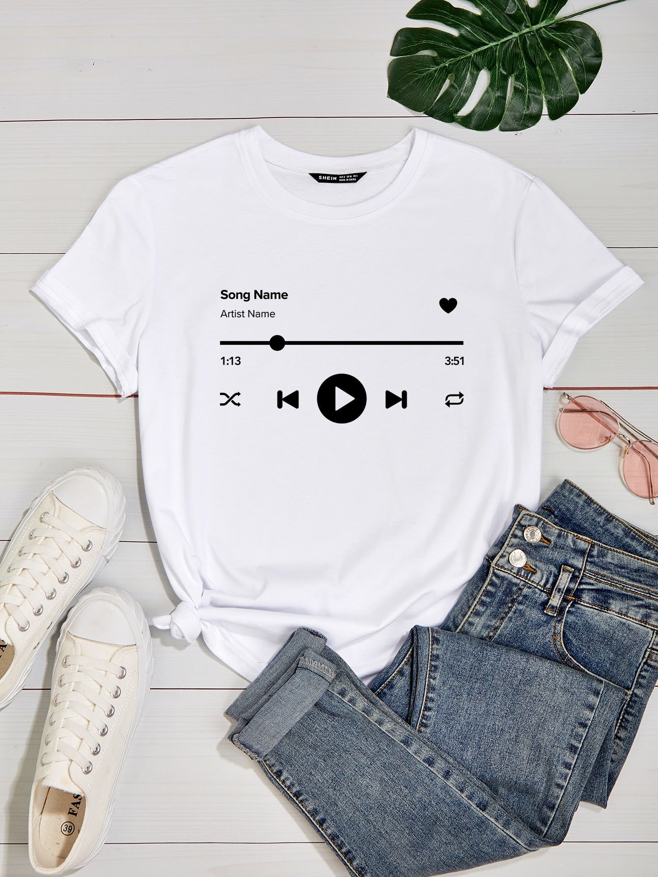 Letter And Graphic Print Tee
