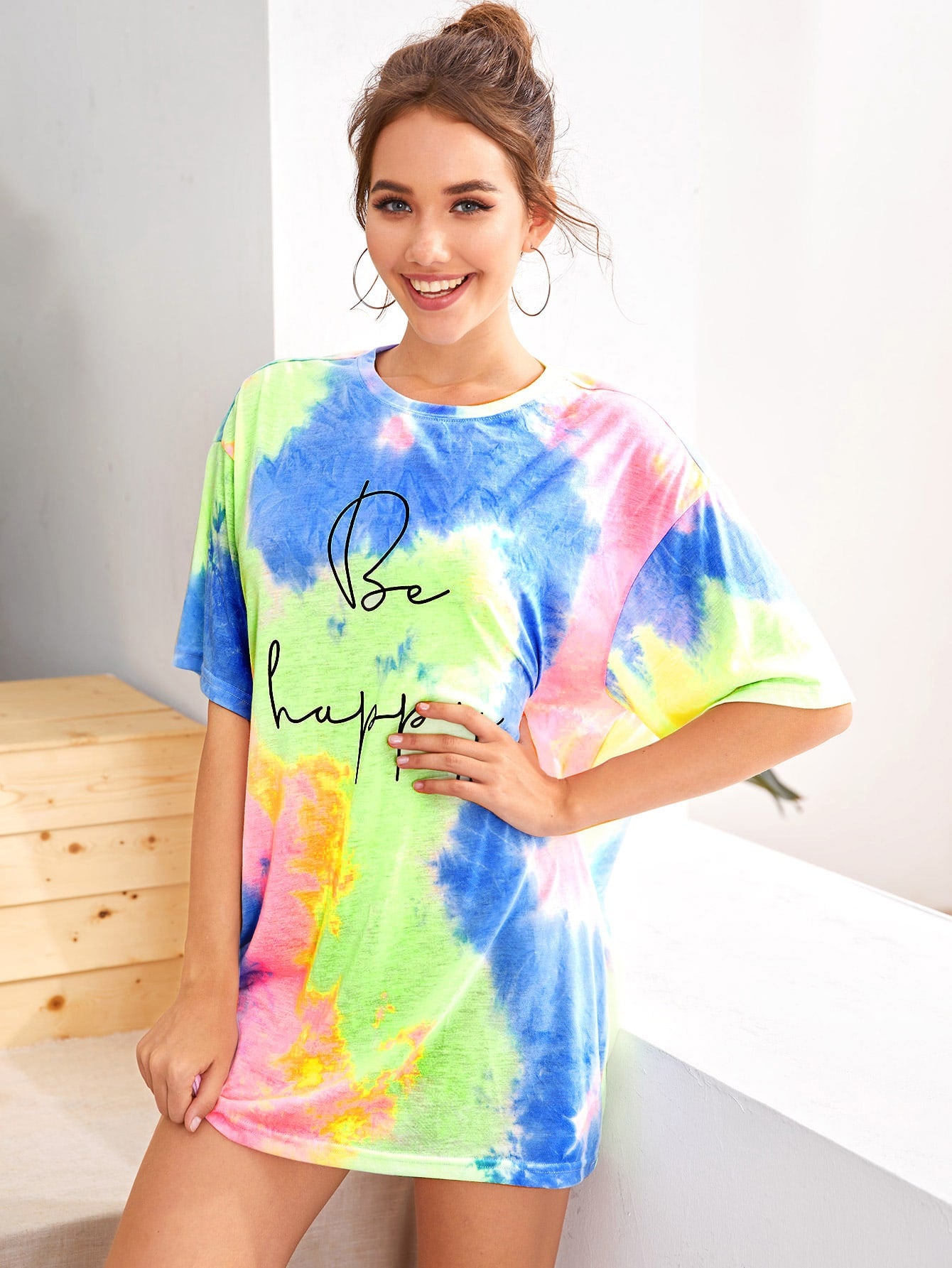 Slogan Graphic Tie Dye Tee