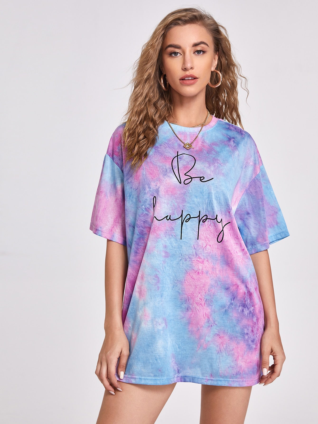 Slogan Graphic Tie Dye Tee