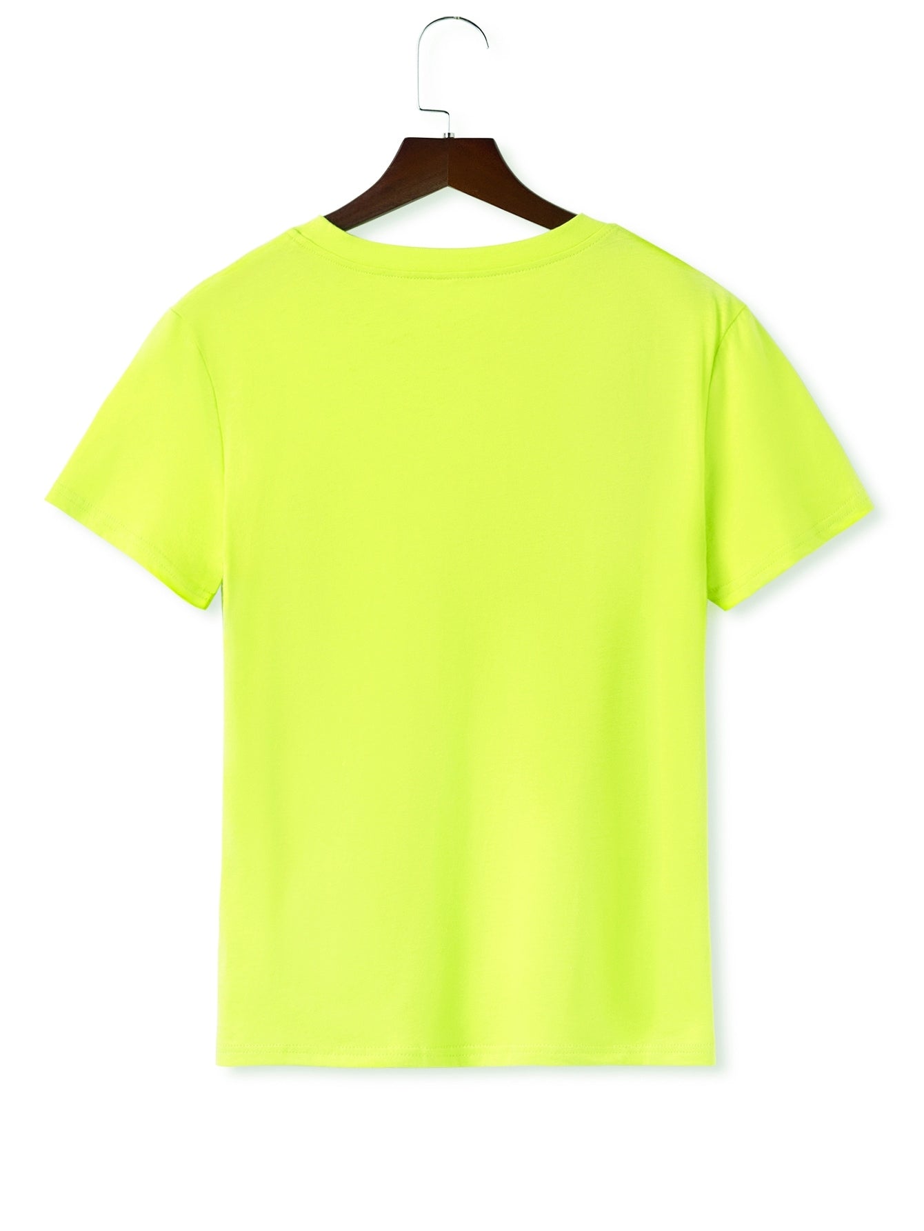 Neon Green Heart And Graphic Print Tee