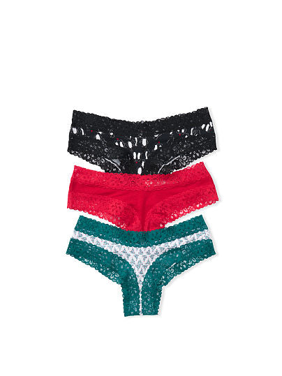 3-pack Cotton Lace Waist Cheeky Panties