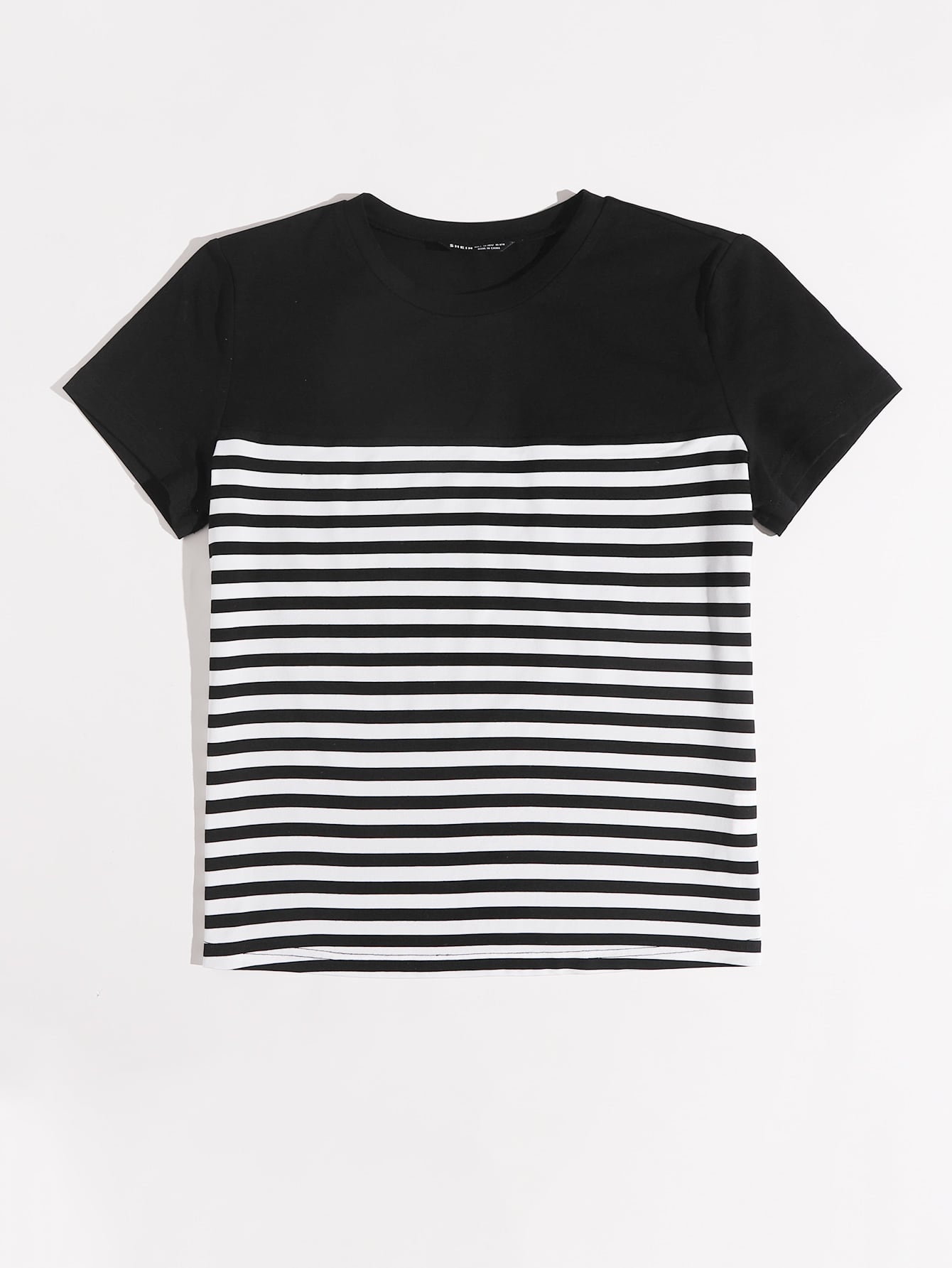 Black Striped Print Tee