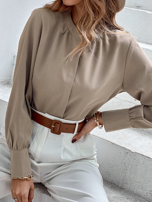 Solid Hidden Button Blouse