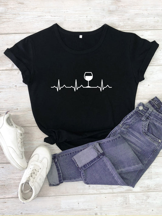 ECG & Wine Print Tee