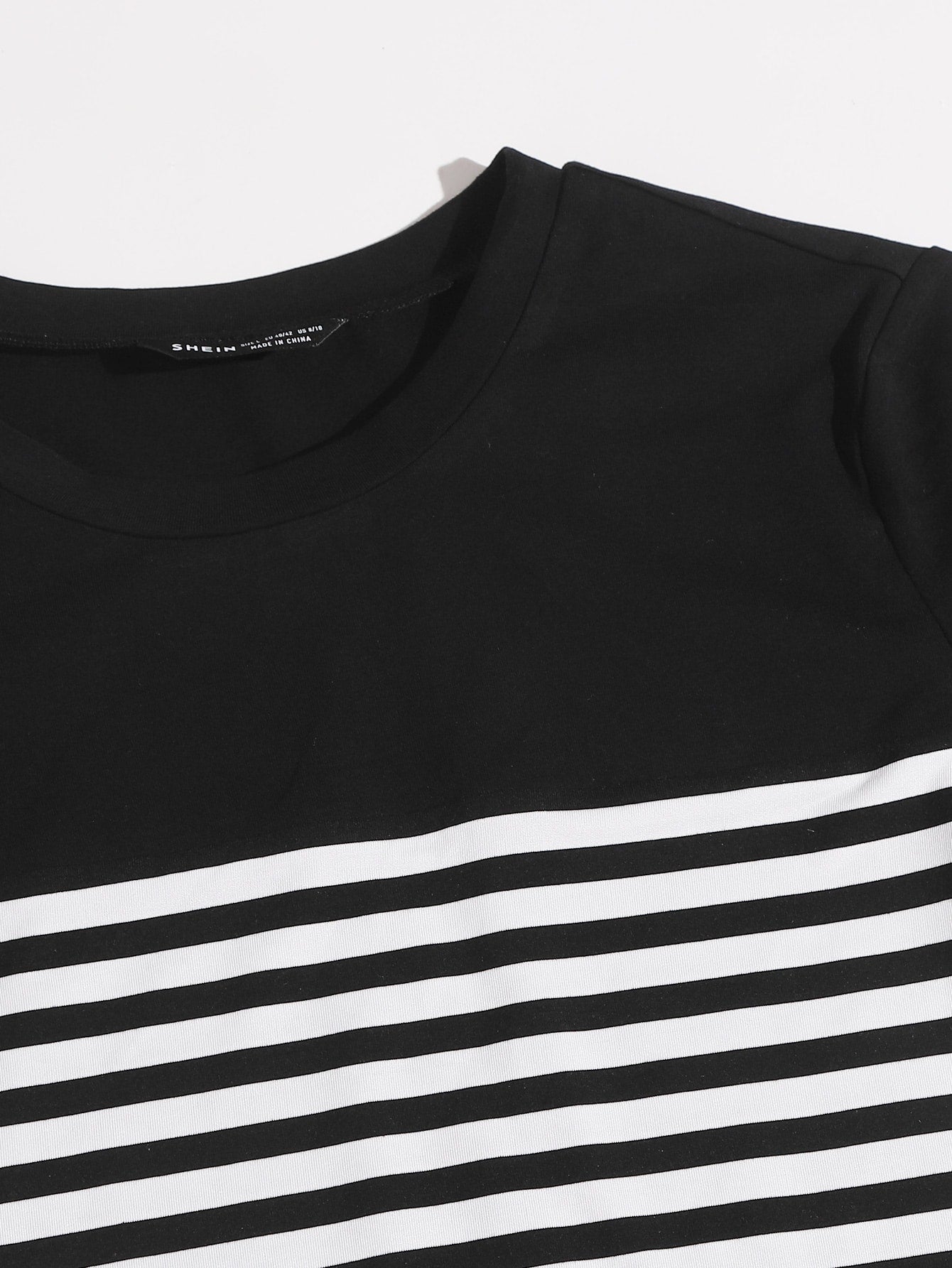 Black Striped Print Tee